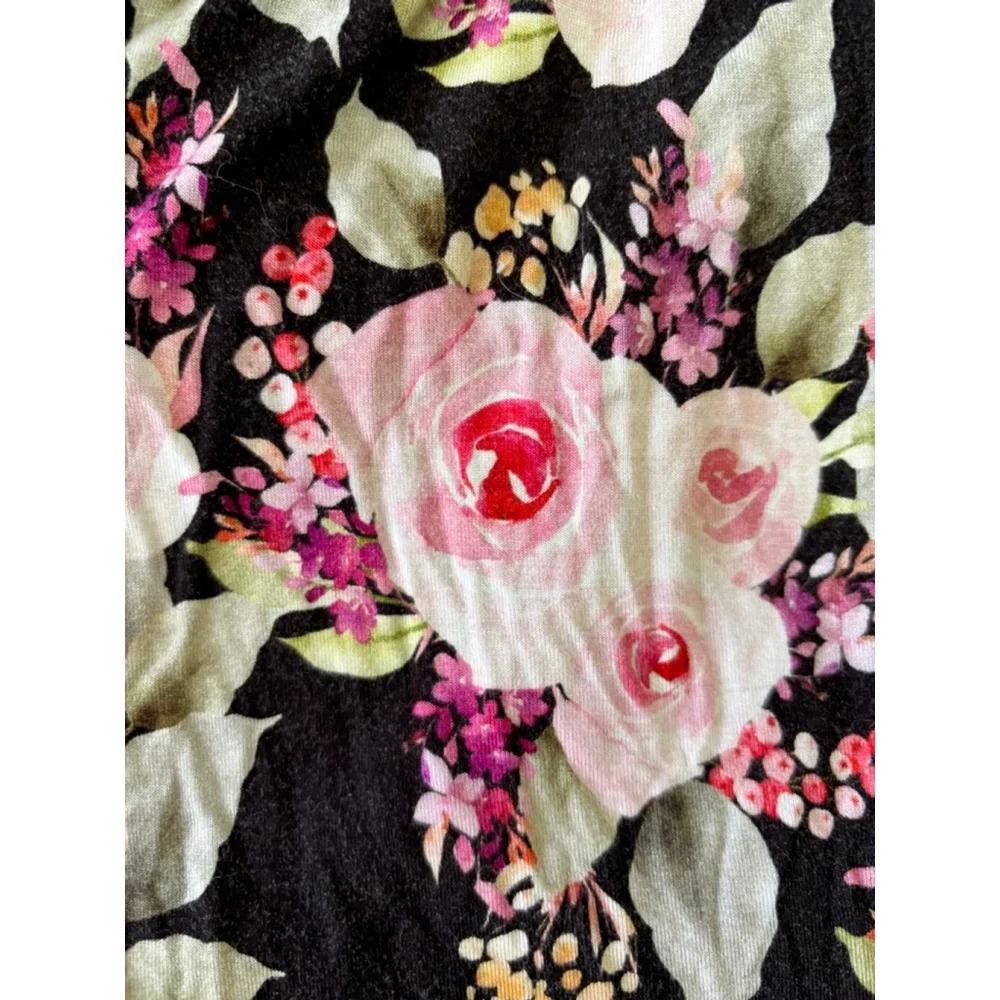 Girls Posh Peanut Bamboo Matching Set 3T Black Pink Floral Top & Leggings